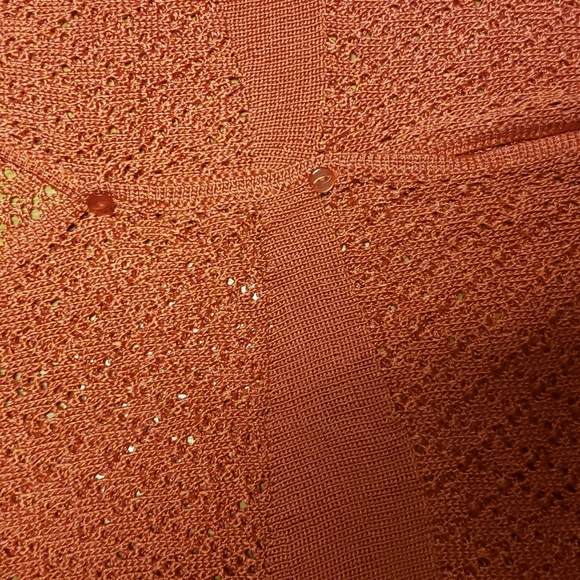 Coldwater Creek dark Coral 2X short sleeve loose weave sweater - Picture 3 of 3
